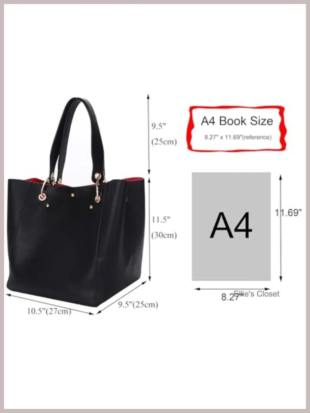 Large Work Tote Bag - Faux Leather Waterproof - Big Bucket Purse with Crossbody